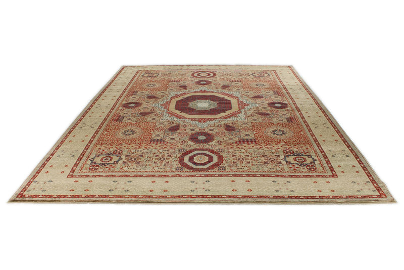 9x12 Green and Multicolor Turkish Tribal Rug