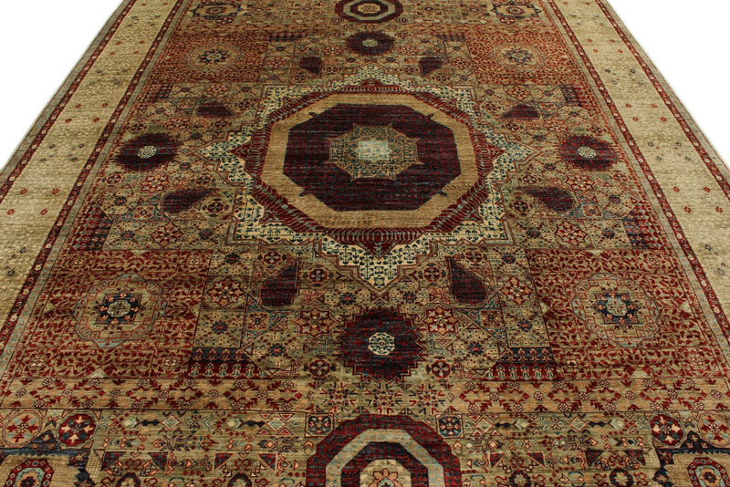 9x12 Green and Multicolor Turkish Tribal Rug