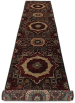 2x15 Black and Multicolor Turkish Tribal Runner