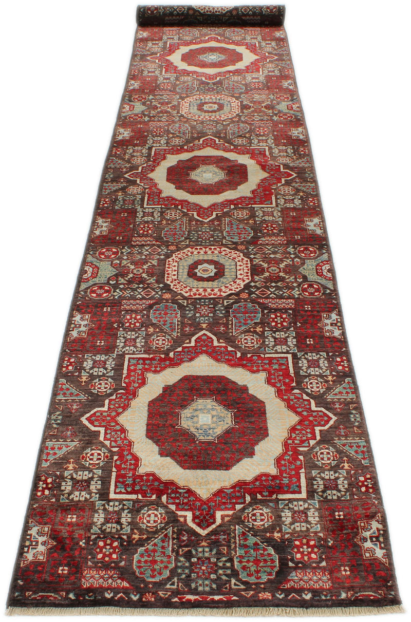 2x15 Black and Multicolor Turkish Tribal Runner