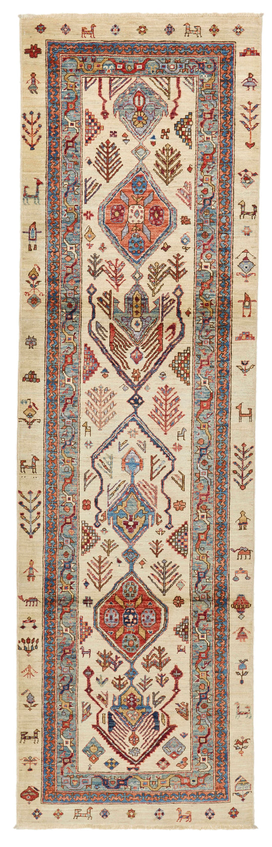 3x10 Ivory and Multicolor Anatolian Traditional Runner