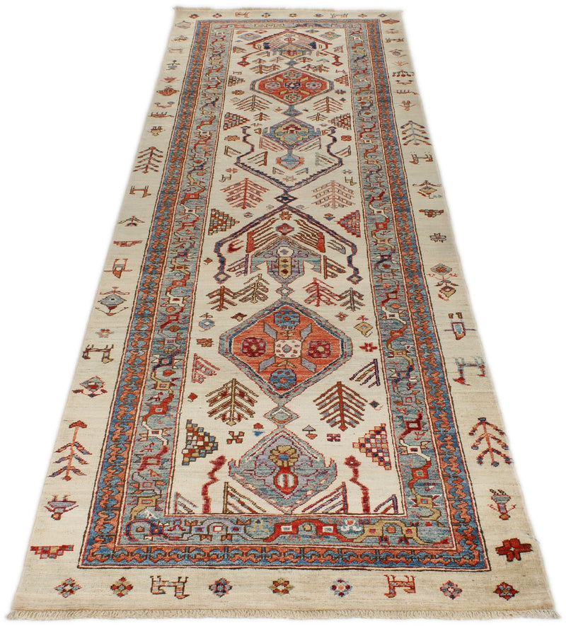 3x10 Ivory and Multicolor Anatolian Traditional Runner