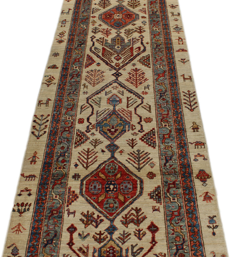 3x10 Ivory and Multicolor Anatolian Traditional Runner