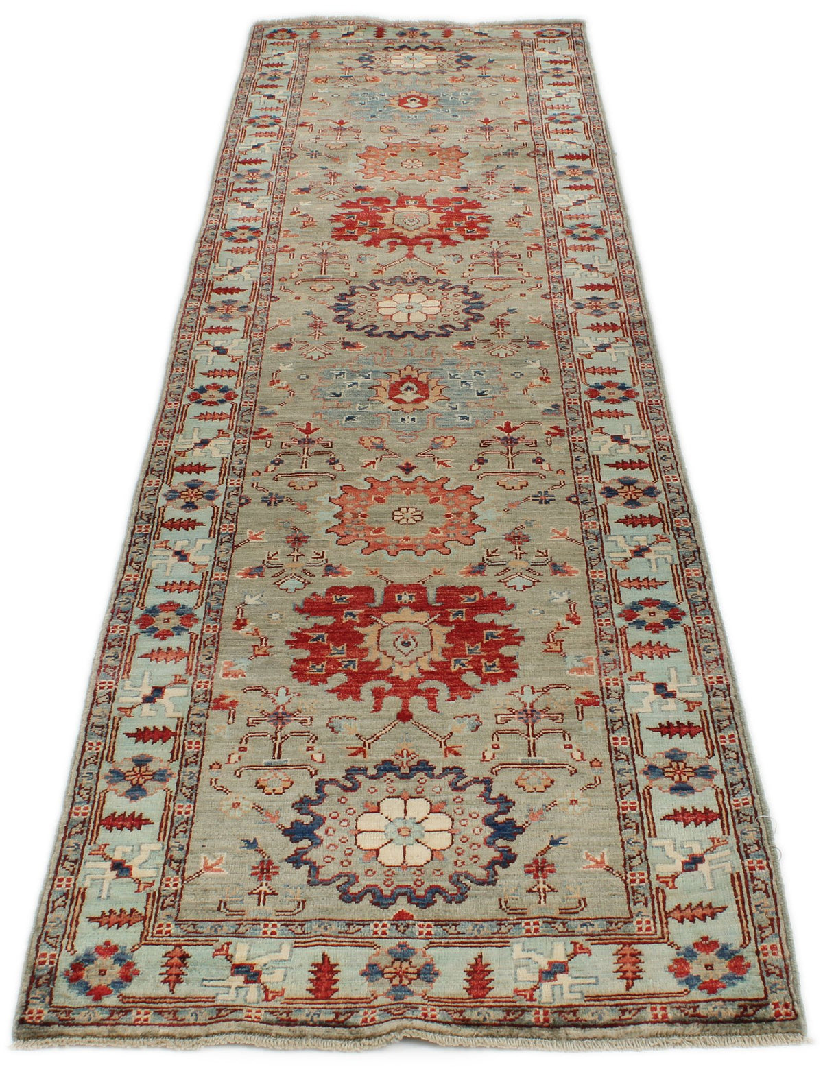 3x10 Green and Multicolor Anatolian Traditional Runner