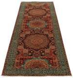 3x9 Red and Green Turkish Tribal Runner