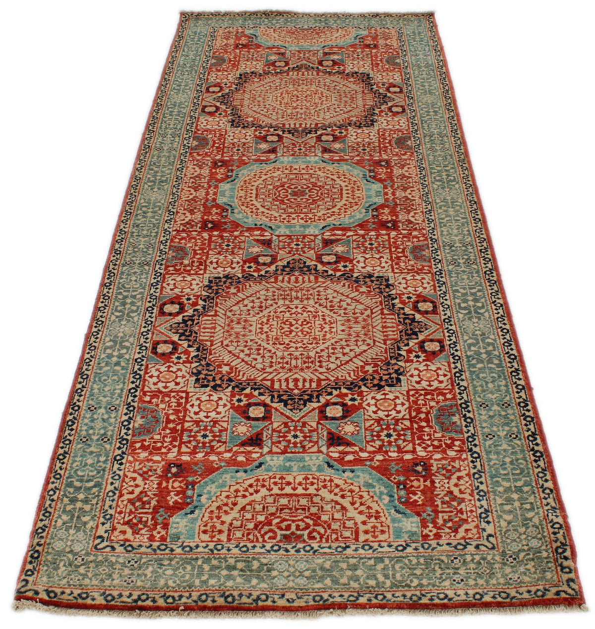 3x9 Red and Green Turkish Tribal Runner