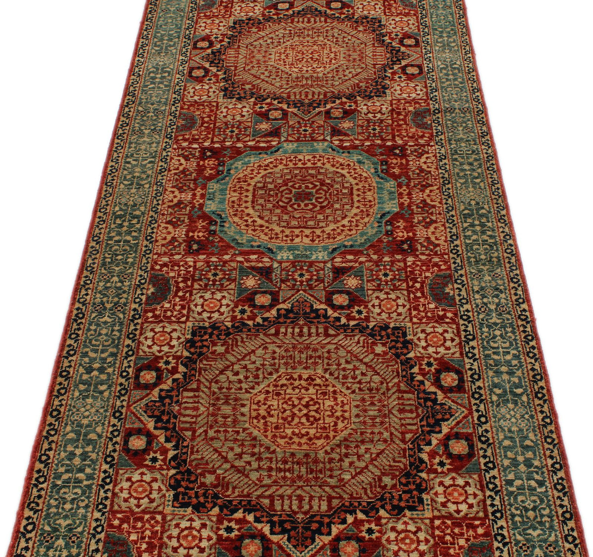 3x9 Red and Green Turkish Tribal Runner
