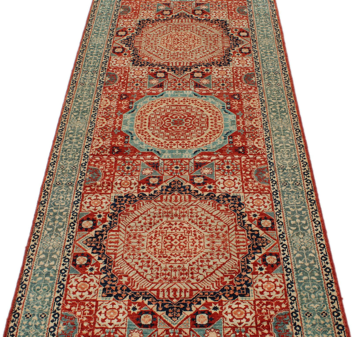 3x9 Red and Green Turkish Tribal Runner