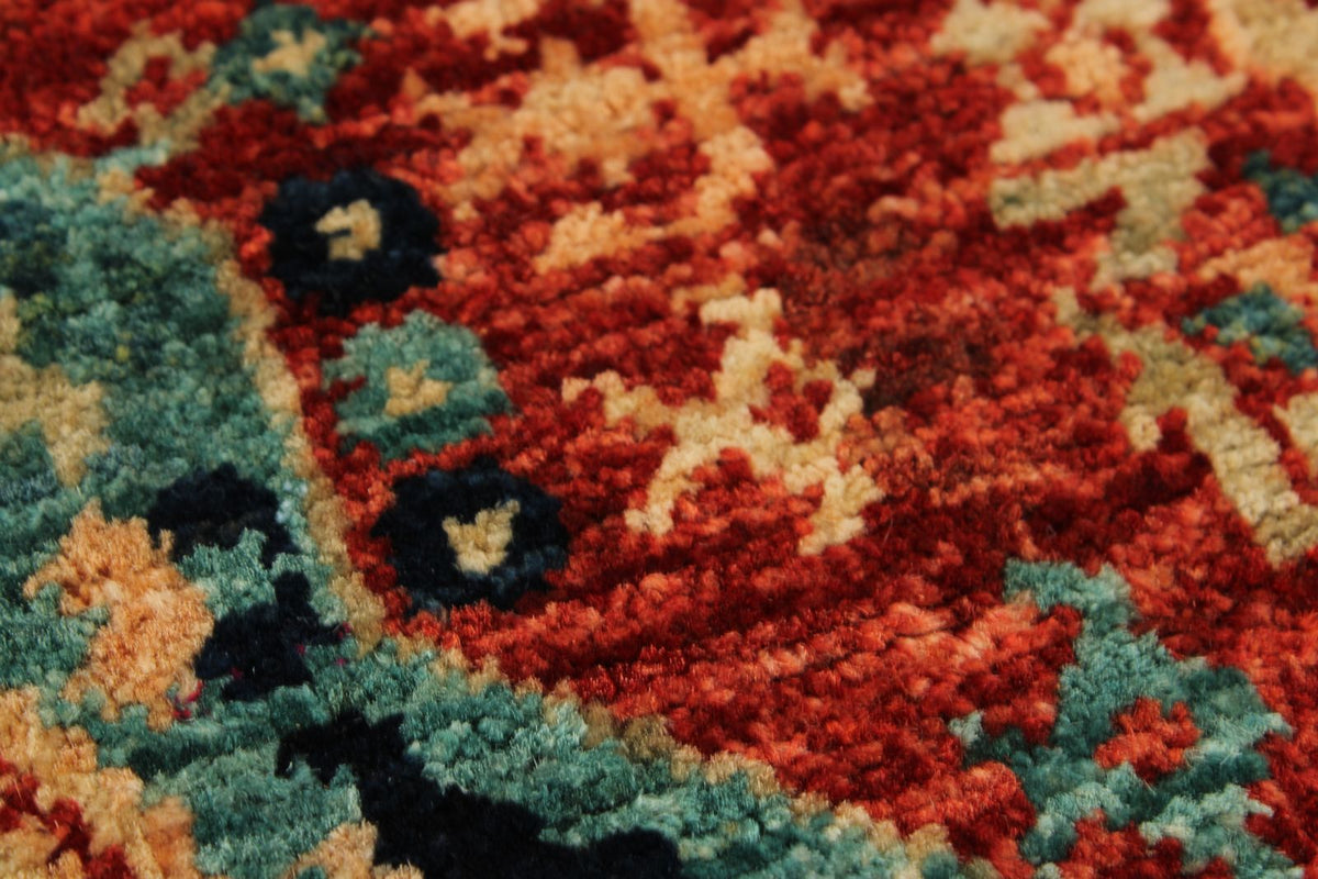 3x9 Red and Green Turkish Tribal Runner