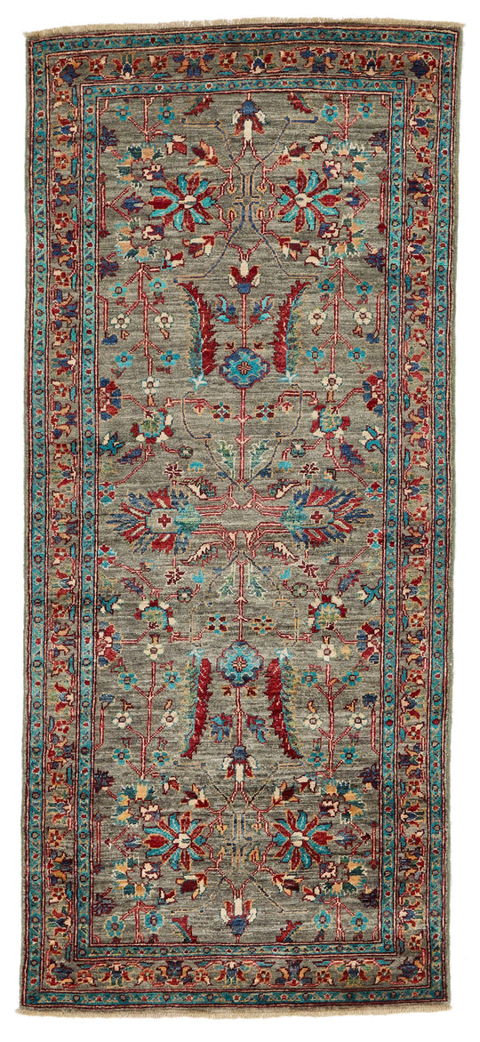 3x7 Gray and Multicolor Anatolian Traditional Runner