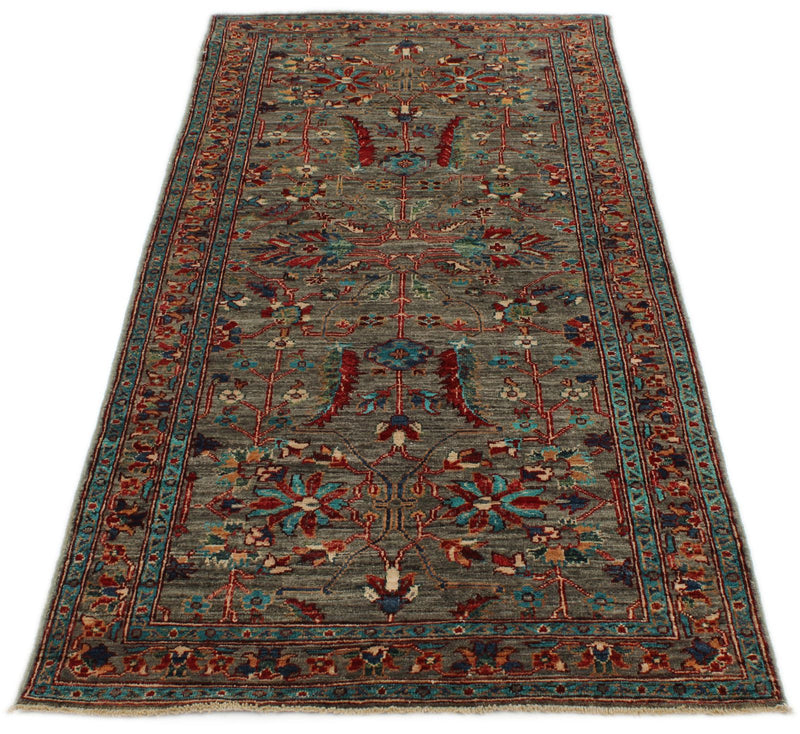 3x7 Gray and Multicolor Anatolian Traditional Runner