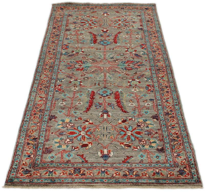 3x7 Gray and Multicolor Anatolian Traditional Runner