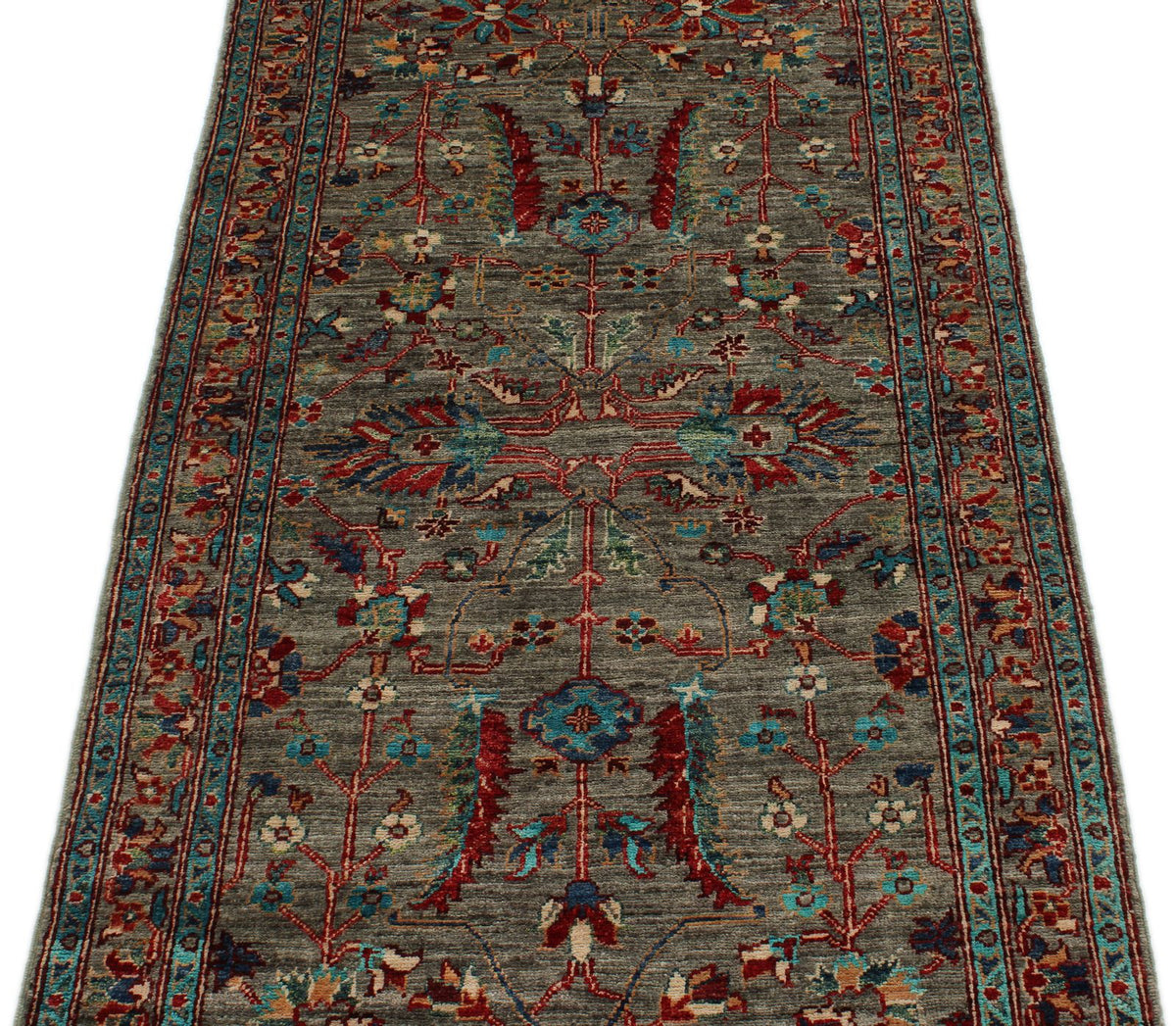 3x7 Gray and Multicolor Anatolian Traditional Runner