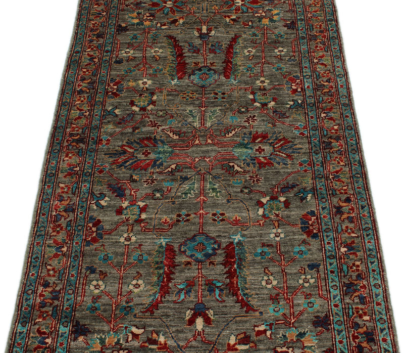 3x7 Gray and Multicolor Anatolian Traditional Runner