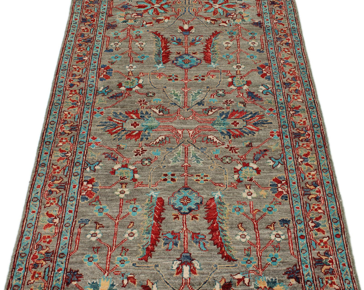 3x7 Gray and Multicolor Anatolian Traditional Runner