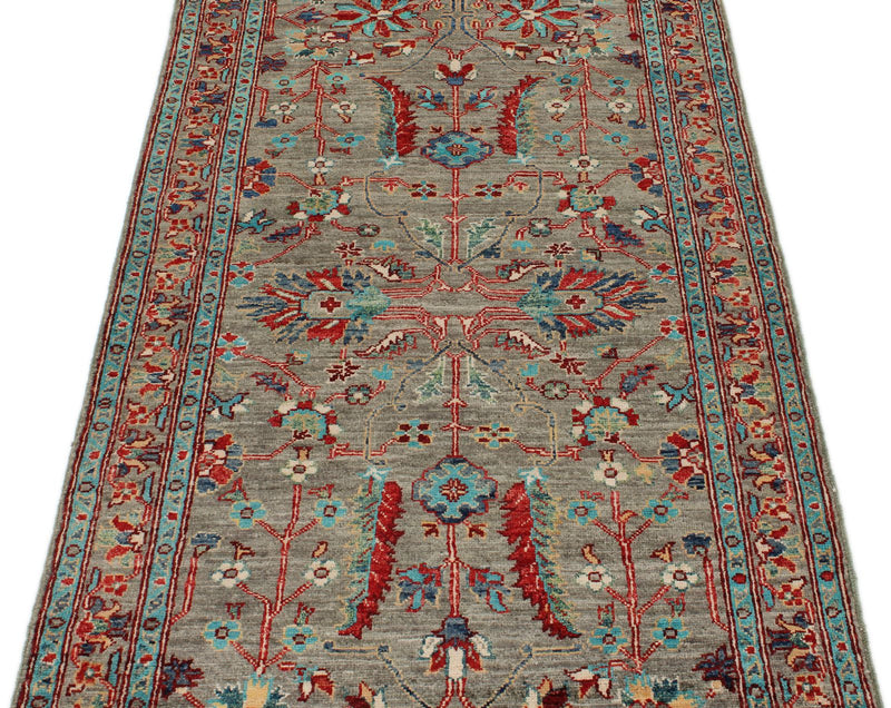 3x7 Gray and Multicolor Anatolian Traditional Runner
