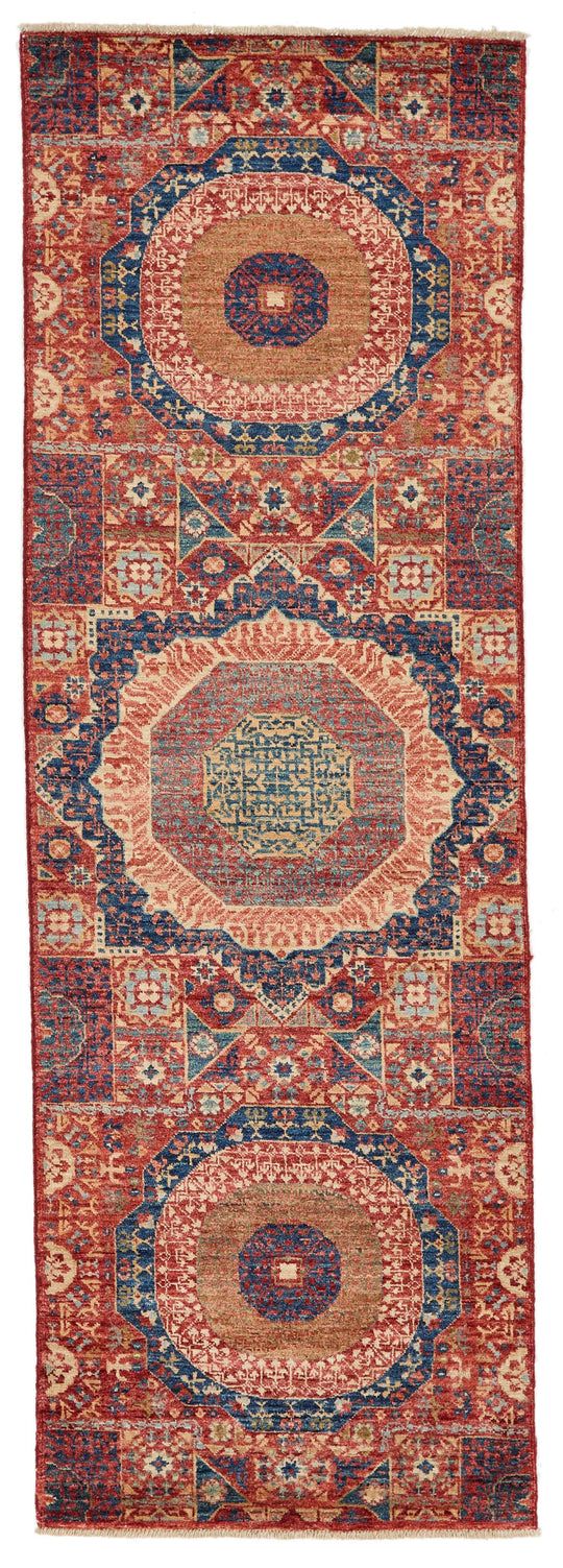 3x8 Red and Multicolor Turkish Tribal Runner
