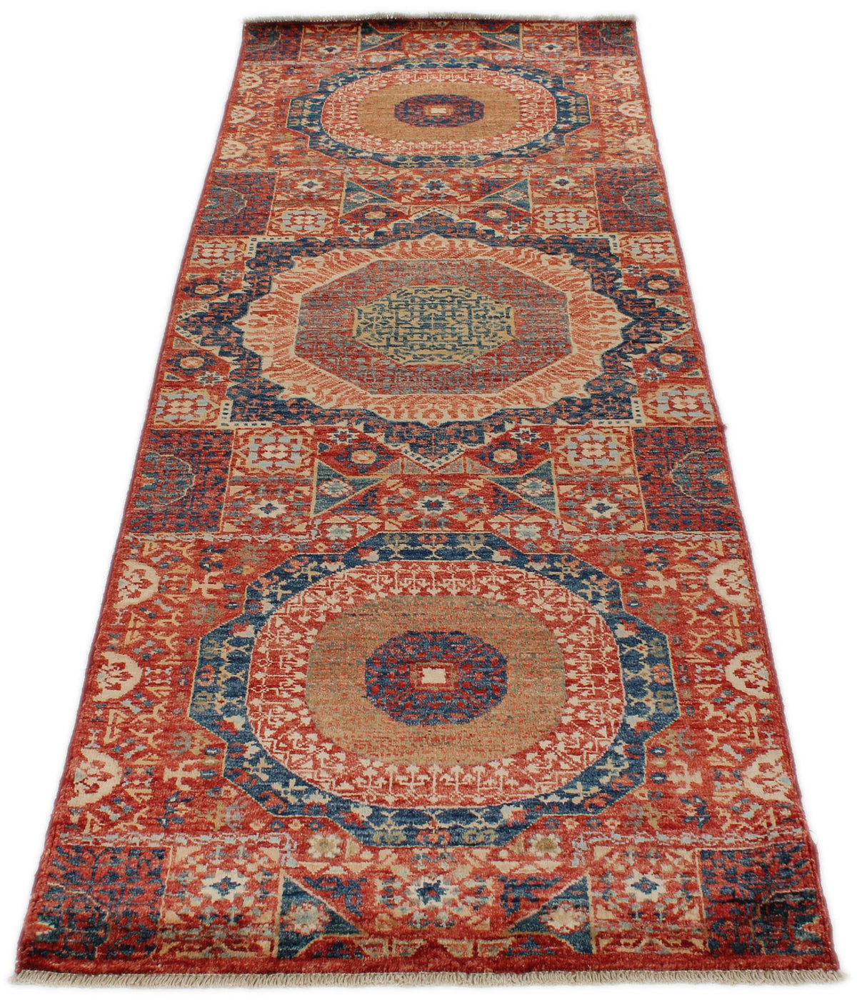 3x8 Red and Multicolor Turkish Tribal Runner