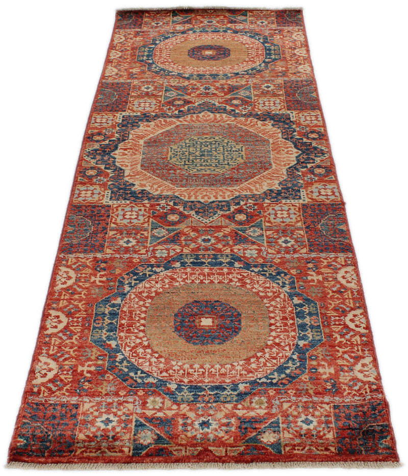 3x8 Red and Multicolor Turkish Tribal Runner