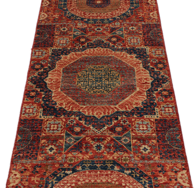 3x8 Red and Multicolor Turkish Tribal Runner