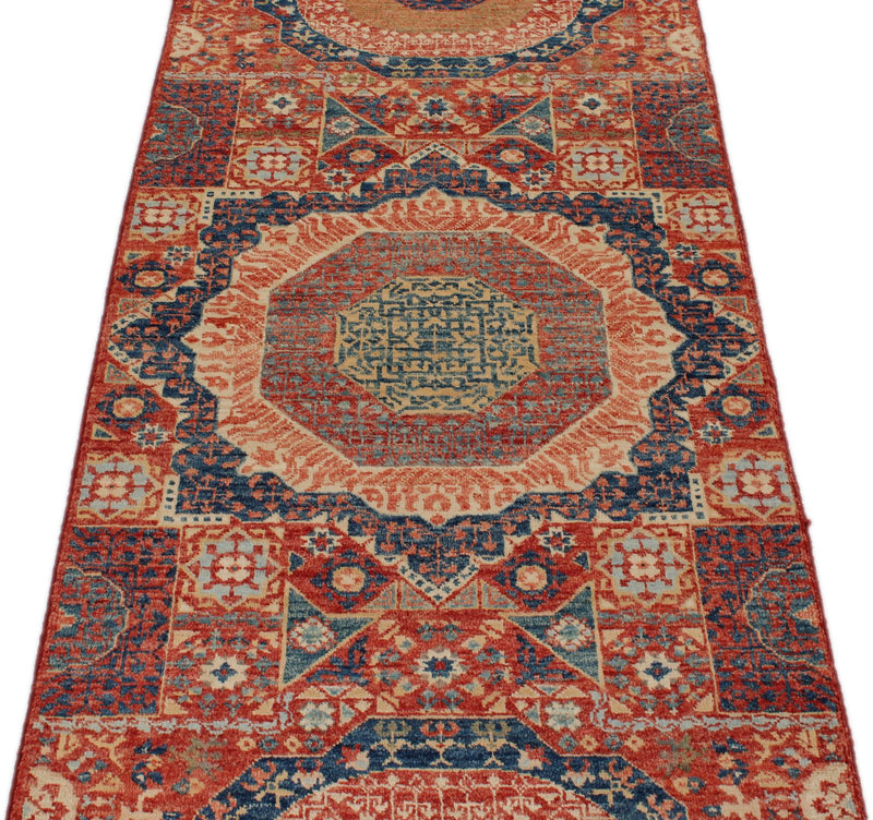 3x8 Red and Multicolor Turkish Tribal Runner