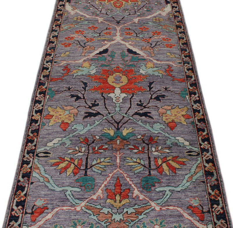 3x10 Purple and Navy Anatolian Traditional Runner