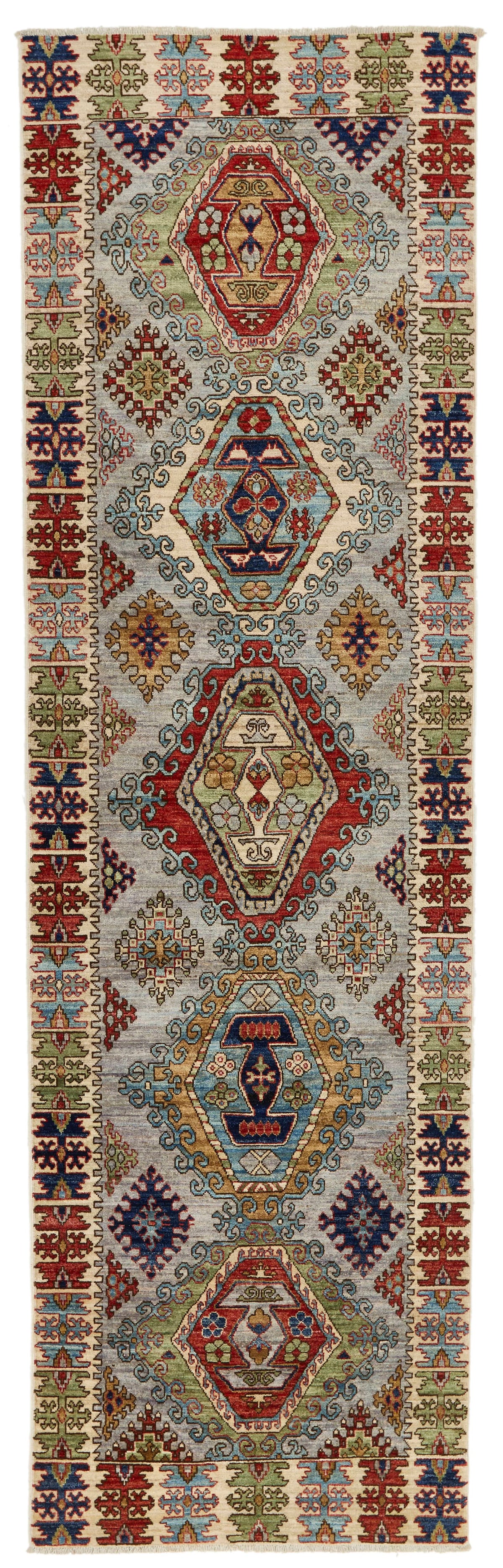3x11 Multicolor and Ivory Anatolian Traditional Runner