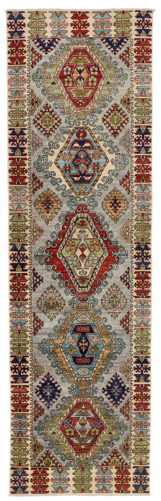 3x11 Multicolor and Ivory Anatolian Traditional Runner