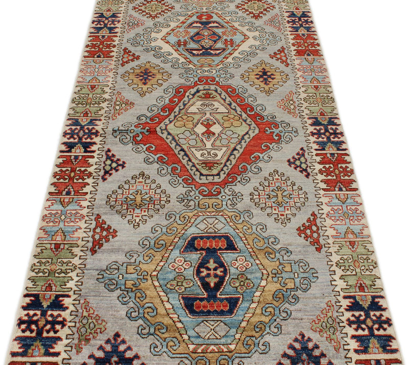 3x11 Multicolor and Ivory Anatolian Traditional Runner