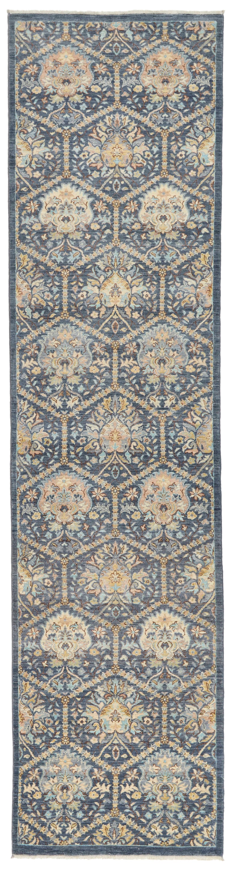 3x11 Gray and Ivory Turkish Oushak Runner
