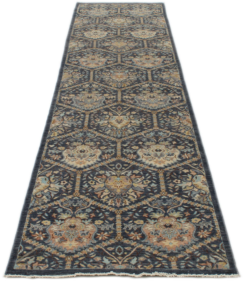 3x11 Gray and Ivory Turkish Oushak Runner