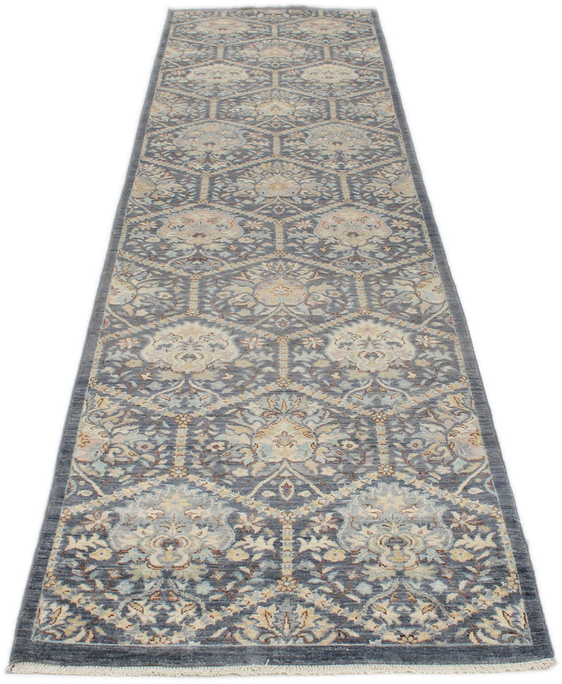 3x11 Gray and Ivory Turkish Oushak Runner