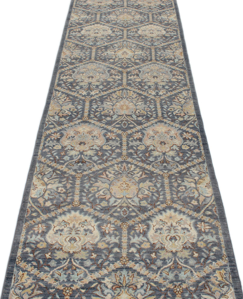 3x11 Gray and Ivory Turkish Oushak Runner