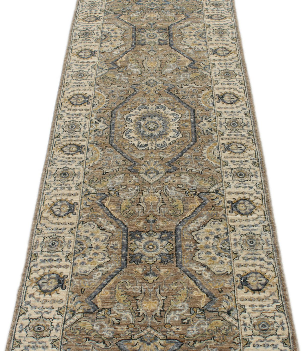 2x10 Gray and Ivory Turkish Oushak Runner