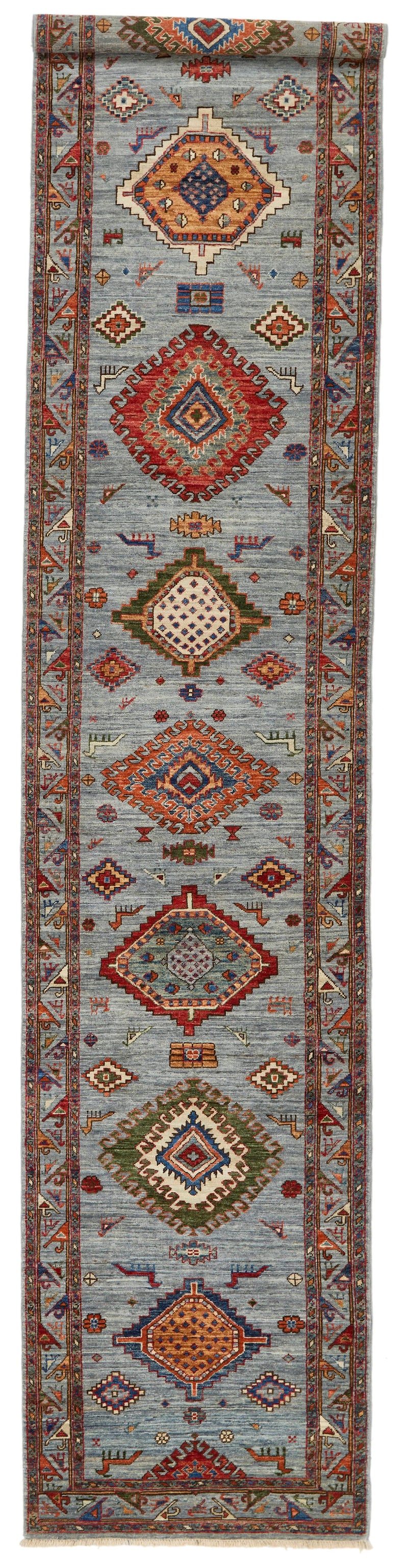 3x13 Gray and Multicolor Anatolian Traditional Runner