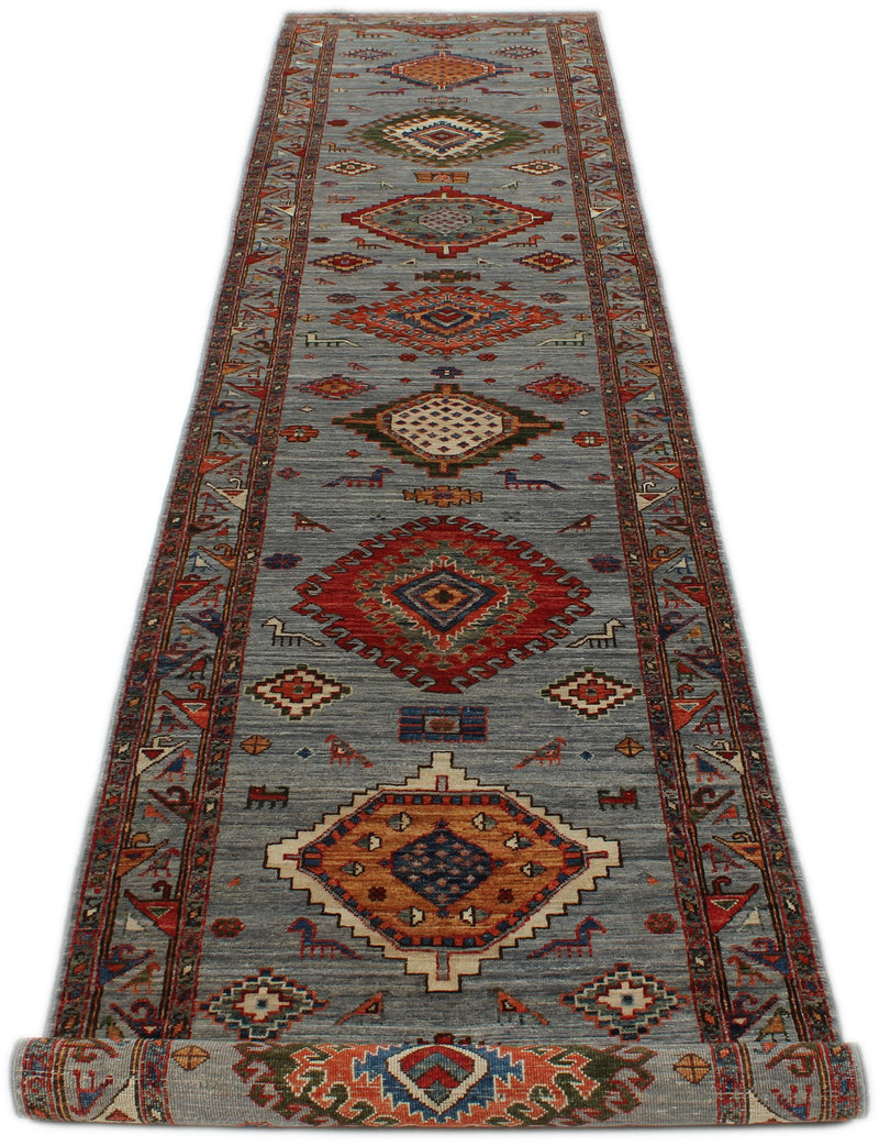 3x13 Gray and Multicolor Anatolian Traditional Runner