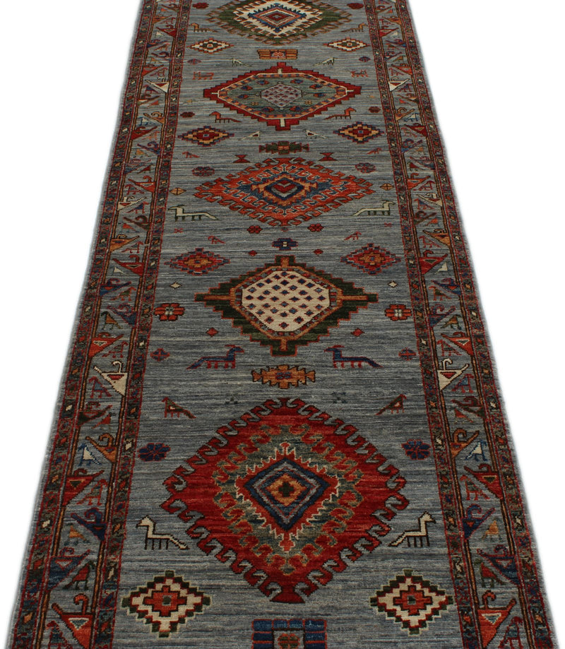 3x13 Gray and Multicolor Anatolian Traditional Runner