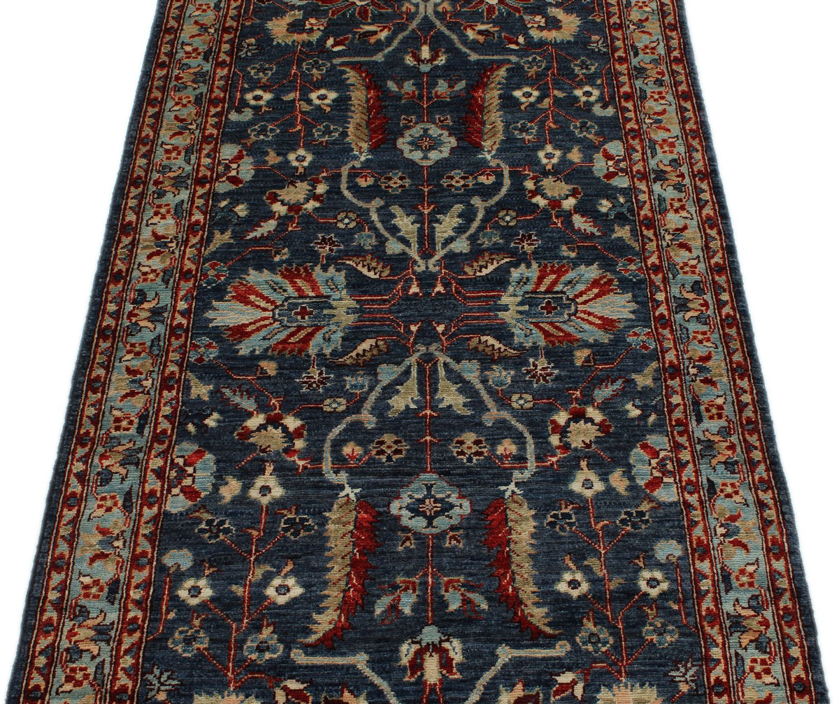 3x7 Navy and Blue Anatolian Traditional Runner