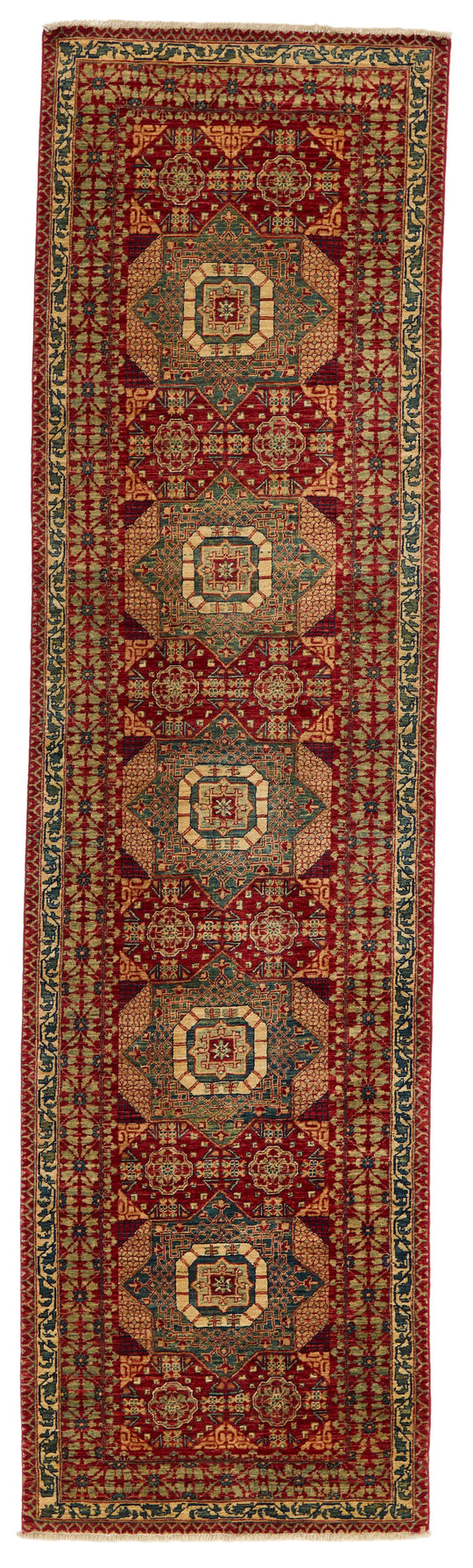 3x11 Red and Multicolor Turkish Tribal Runner