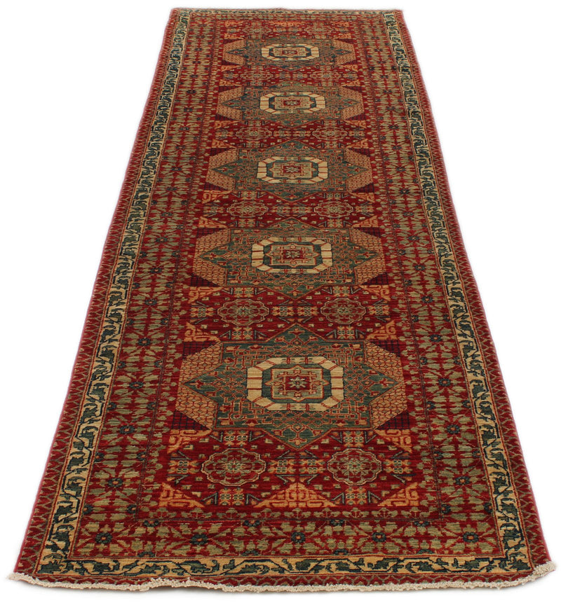 3x11 Red and Multicolor Turkish Tribal Runner