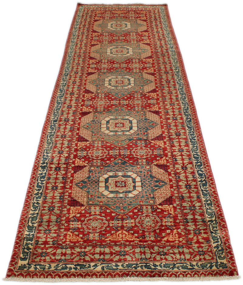 3x11 Red and Multicolor Turkish Tribal Runner