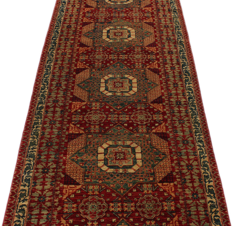 3x11 Red and Multicolor Turkish Tribal Runner