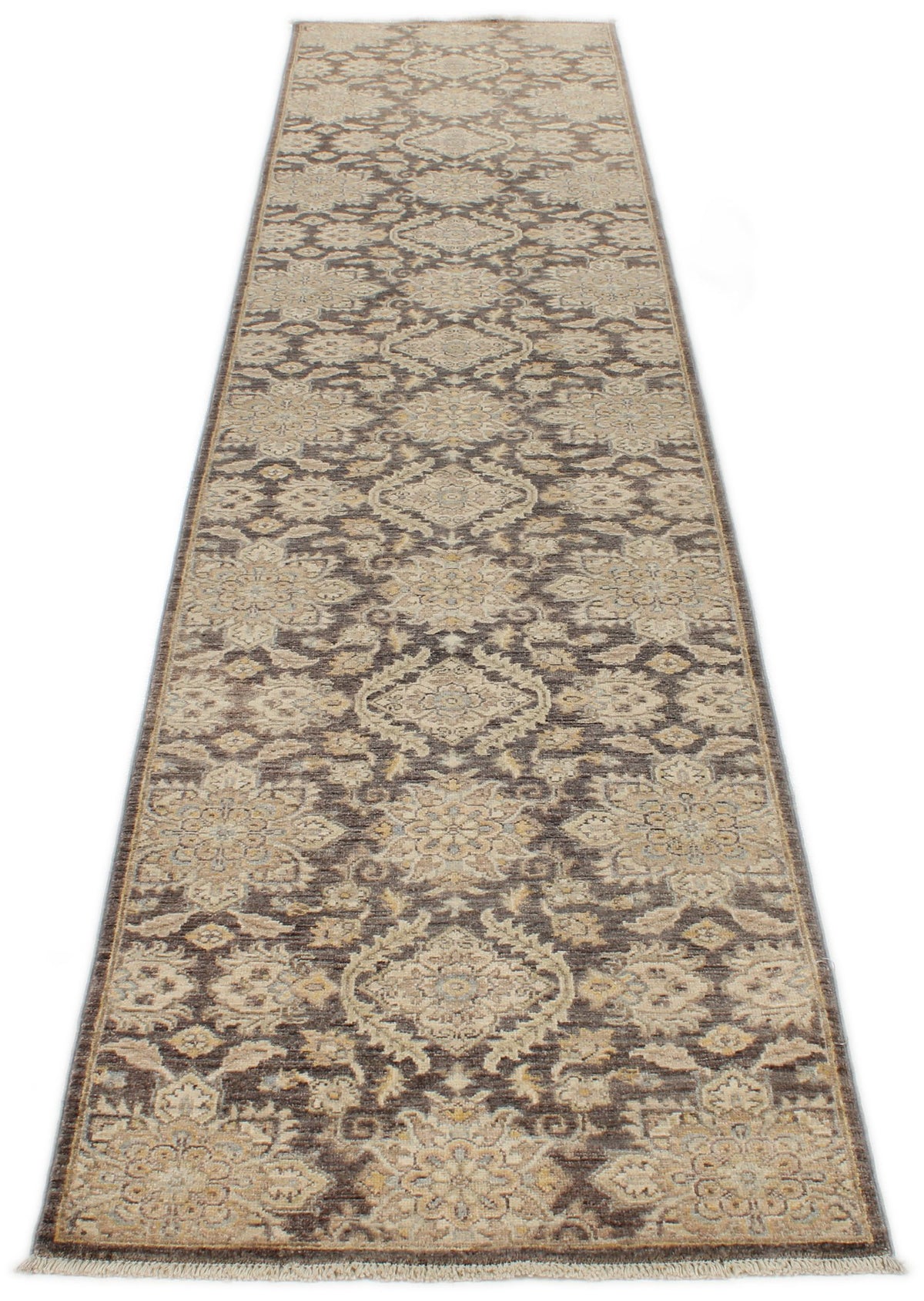 3x11 Gray and Ivory Turkish Oushak Runner