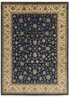 9x12 Navy and Ivory Turkish Silk Rug