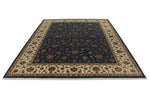 9x12 Navy and Ivory Turkish Silk Rug