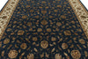 9x12 Navy and Ivory Turkish Silk Rug