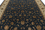 9x12 Navy and Ivory Turkish Silk Rug