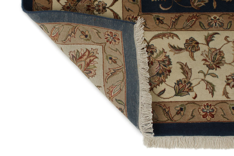9x12 Navy and Ivory Turkish Silk Rug
