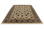 9x12 Ivory and Light Blue Turkish Silk Rug