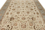 9x12 Ivory and Light Blue Turkish Silk Rug